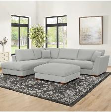 Large grey fabric sectional with ottoman - Photo 4