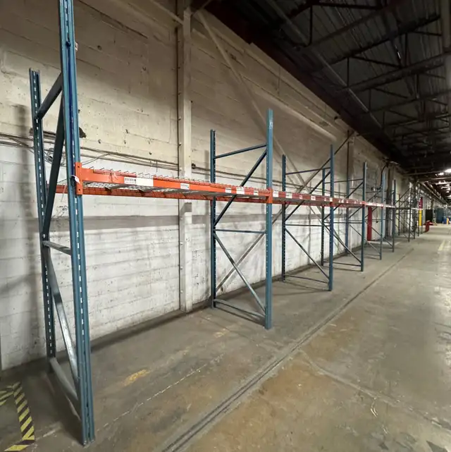 USED PALLET RACKING 10' tall x 44' deep with 8' long beams.