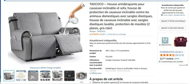 Housse pour causeuse