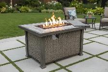 Brand New Gray Oak Propane Fire Pit Table - Aluminum $299