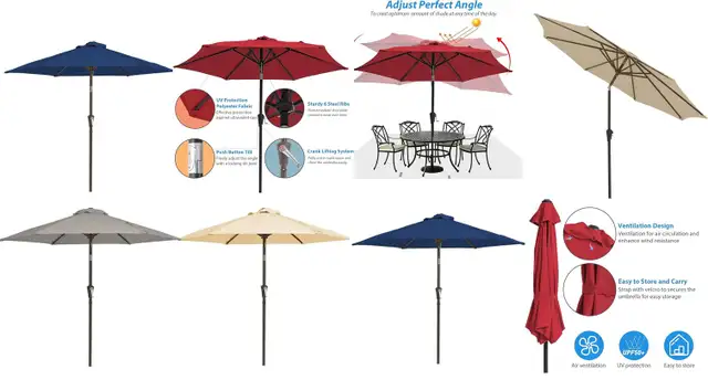 Brand New MMW Outdoor Patio Umbrella Dual-Vented $49 to $299