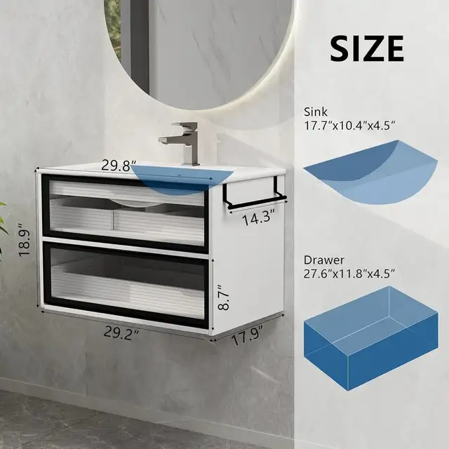 Brand New 30' Modern Wall-Mounted Bathroom Vanity Cabinet $69