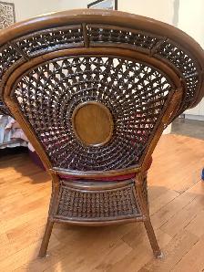 belle chaise en rotin avec 3 coussins,  Beautiful wicker cha - Photo 3