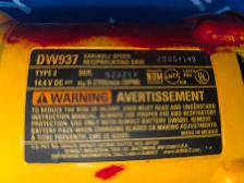 Dewalt DW937 Variable Speed Reciprocating Saw Cordless W Battery - Photo 5