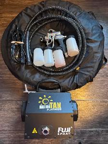 Spray tan artist setup