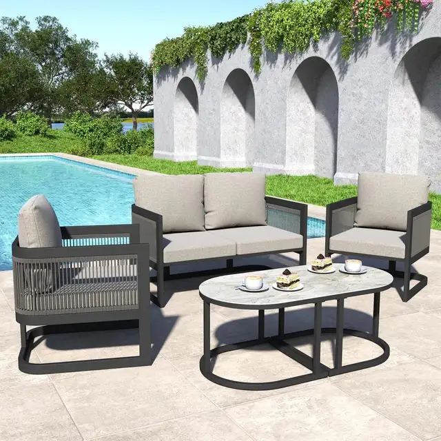 Brand New 5pcs Patio Furniture Set Tempered Glass Table $499