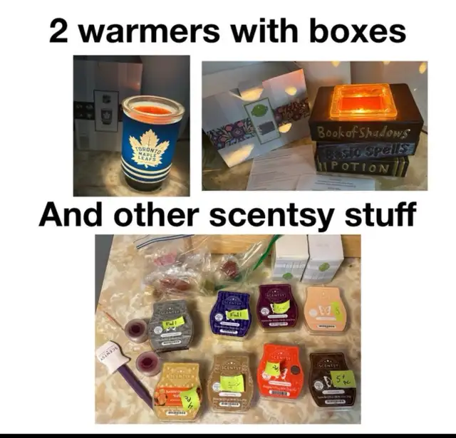 2 Scentsy warmers, bunch of waxes, extra bulbs and more