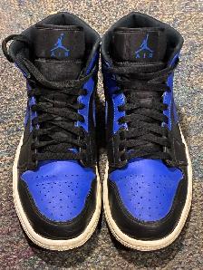 Men’s,  Air Jordan 1 Mid Hyper Royal Basketball Shoes - Photo 3