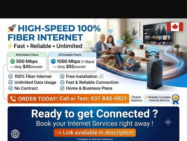 100% Fiber Internet | 500 Mbps $45 | 1 Gbps $55 | Unlimited Data