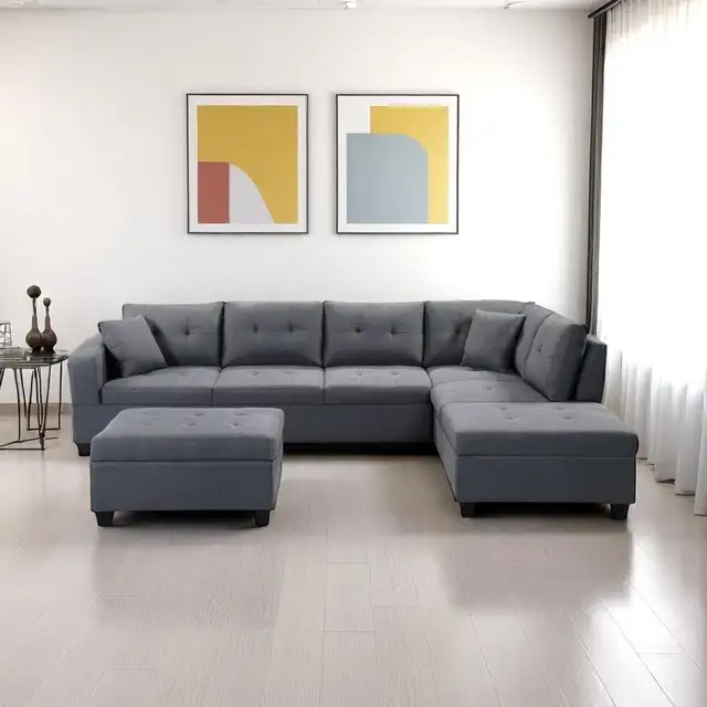 Sectional Sofa with Storage Ottoman - Stylish Living Room Set
