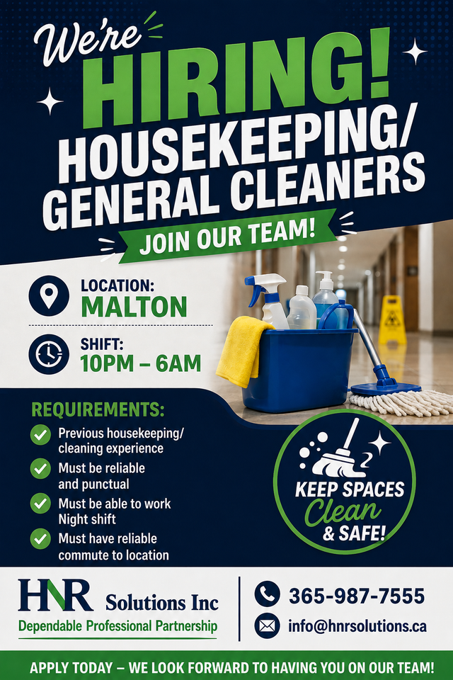 URGENT HIRING!! Housekeeping/ General Cleaner