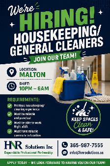 URGENT HIRING!! Housekeeping/ General Cleaner