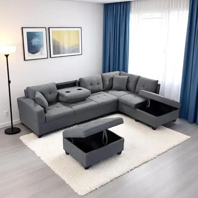 New Classy Sectional Sofa In Fabric Upholstery Clearance