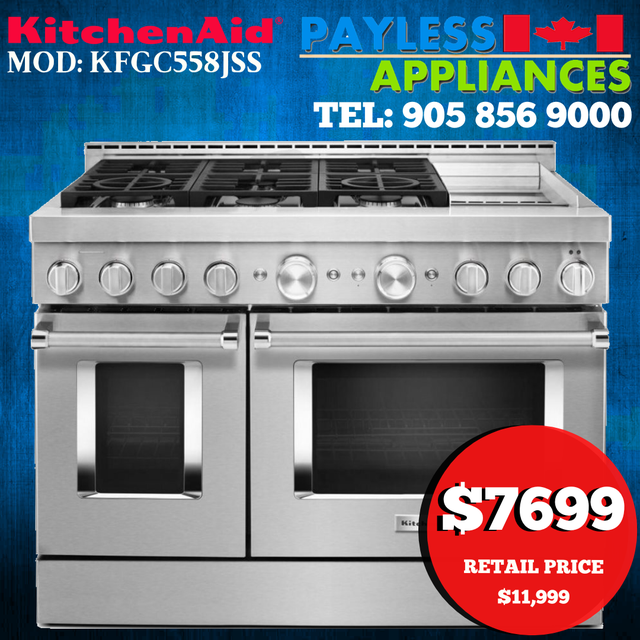 Kitchenaid Gas Range KFGC558JSS 48' Slide In Self Clean