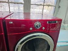 CHERRY RED LG 27' Front-Load Stackable Washer Dryer W/ Pedestals - Photo 6