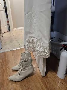 Ivory Wedding Dress Size 14-20    Leather Wedding Boots - Photo 7