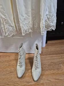 Ivory Wedding Dress Size 14-20    Leather Wedding Boots - Photo 8