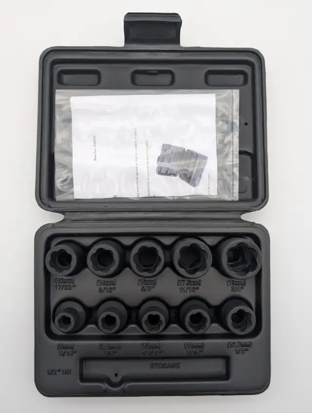 (B2261) Socket Nut Extractor Pro Point 10 pc 1/2 In.