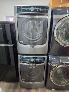WOW! Maytag 27' Grey Front-Load Stackable Washer & Dryer Set