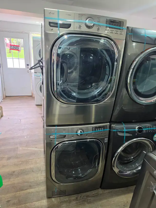 LG Square Door 27' Stainless Steel Stackable Washer & Dryer Set