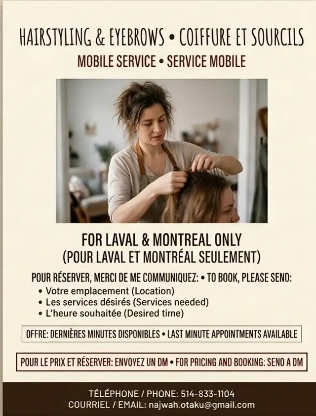 Mobile Hairstyling & Eyebrows brought right to your door!✨️