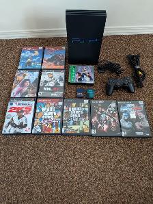 PLAYSTATION 2, controller 10 games & 2 memory cards for $125