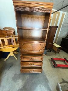 Free delivery used Vintage Wood Secretary Desk with Hutch - Photo 3
