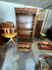 Free delivery used Vintage Wood Secretary Desk with Hutch - Photo 6