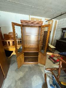 Free delivery used Oak China Cabinet with Glass Doors - Photo 6