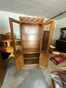 Free delivery used Oak China Cabinet with Glass Doors - Photo 7