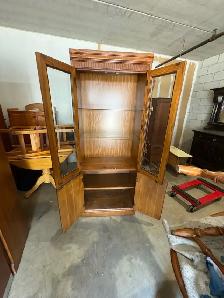 Free delivery used Oak China Cabinet with Glass Doors - Photo 8