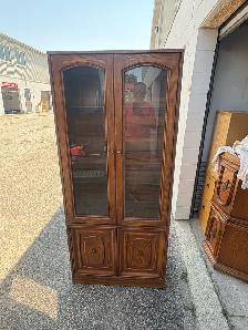 Free delivery used Wooden Display Cabinet with Glass Doors - Photo 2
