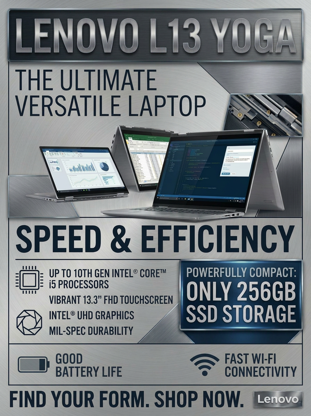 Lenovo L13 Yoga 13.3' FHD Touchscreen Laptop  2-in-1 Convertible