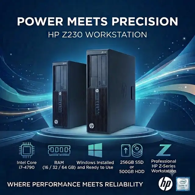 HP Z230 Workstation | Intel Core, 16GB RAM, 256GB SSD/ 500GB HDD