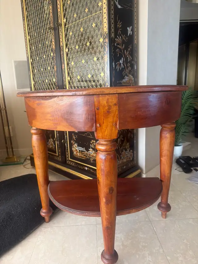 Table console demi-lune en bois
