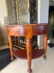 Table console demi-lune en bois
