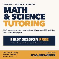 UofT Math & Science Tutor, Grades 1-12 - Online or In Person