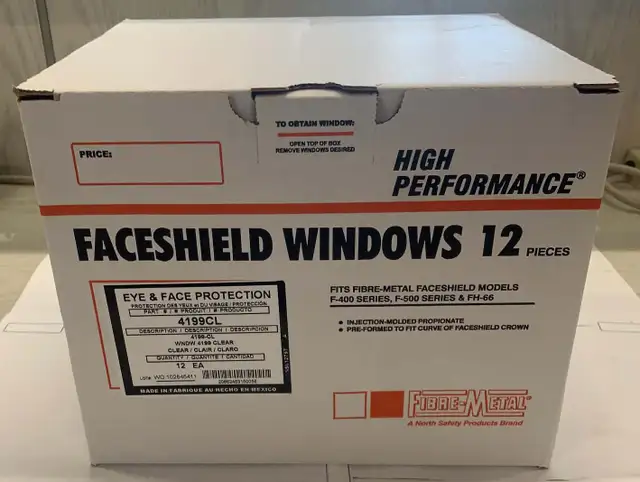 FACESHIELD  WINDOWS 12 Pieces F-400 SERIES F-500 SERIES  & FH66