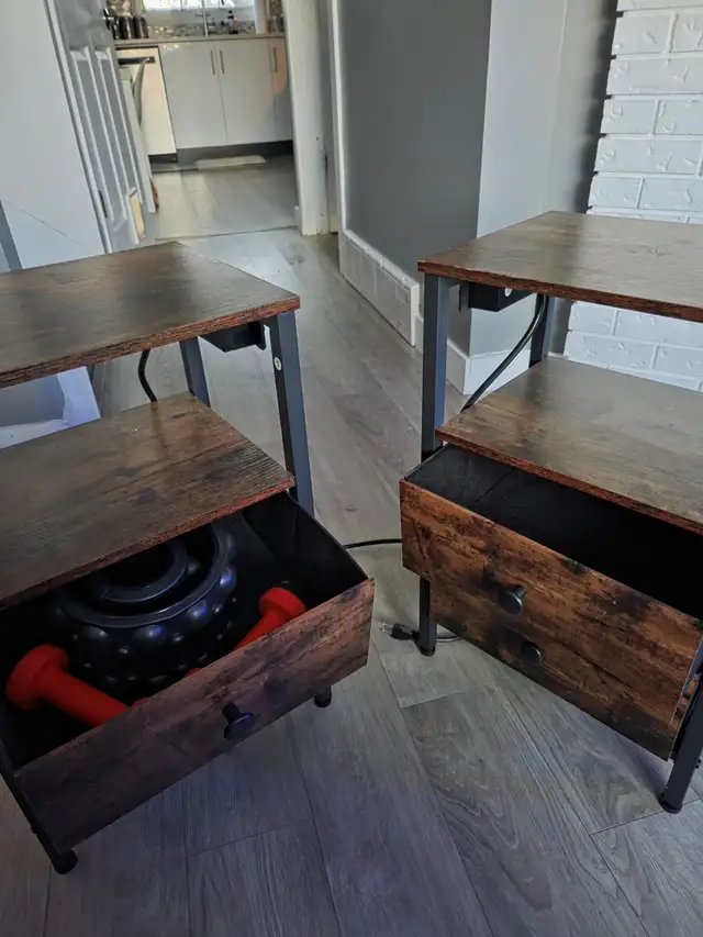 Matching Bedside Tables w/ USB and Plug-In Capabilities
