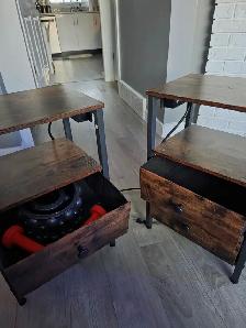 Matching Bedside Tables w/ USB and Plug-In Capabilities