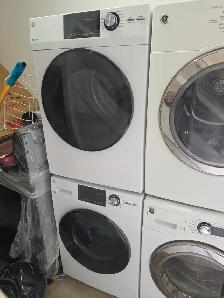 NEWER MODEL GE 24' White Front-Load Stackable Washer And Dryer