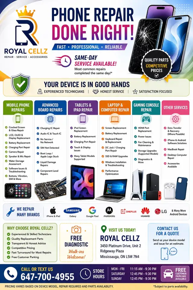 WE FIX ALL PHONES IPHONES SAMSUNG LCD FIX BATTERY FIX IC