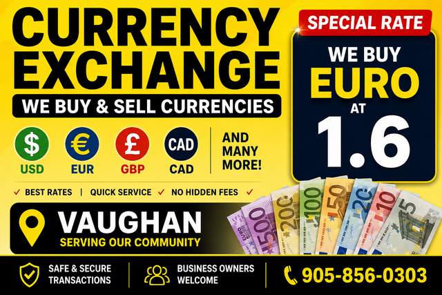 WE BUY EURO – TOP PRICE IN VAUGHAN!
