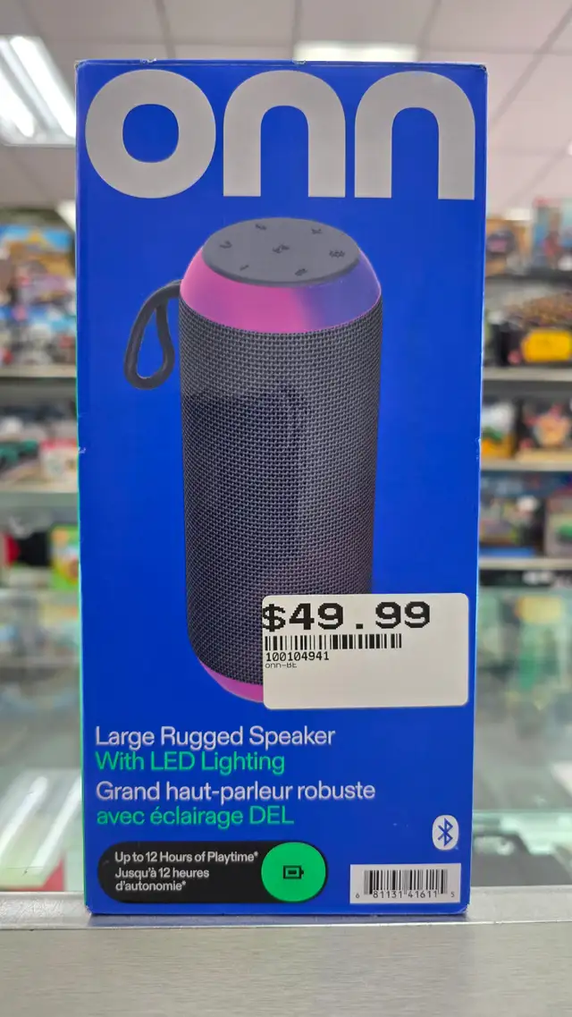 ONN Large Rugged Bluetooth LED Speaker - BRAND NEW