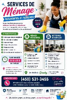 Services de ménage résidentiel et bureaux