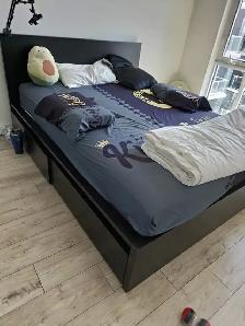 IKEA MALM Queen Bed Frame with 4 Storage Drawers - Black Brown - Photo 2