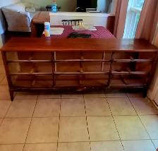 Vintage KAUFMAN Furniture 9-Drawer Walnut Huge Dresser w Mirror - Photo 3