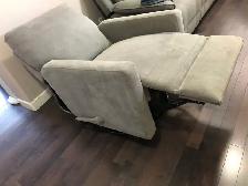 True Innovations Manual Grey Fabric Recliner Swivel Glider.