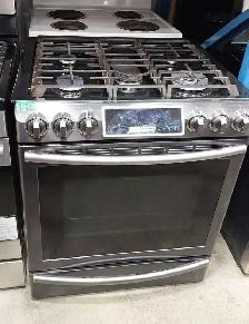 Stove - 30' Samsung Gas Slide-In - Stainless Steel - Used