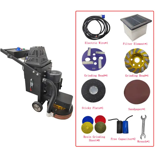 4Head Concrete Floor Grinder with Built-in Blower 238006